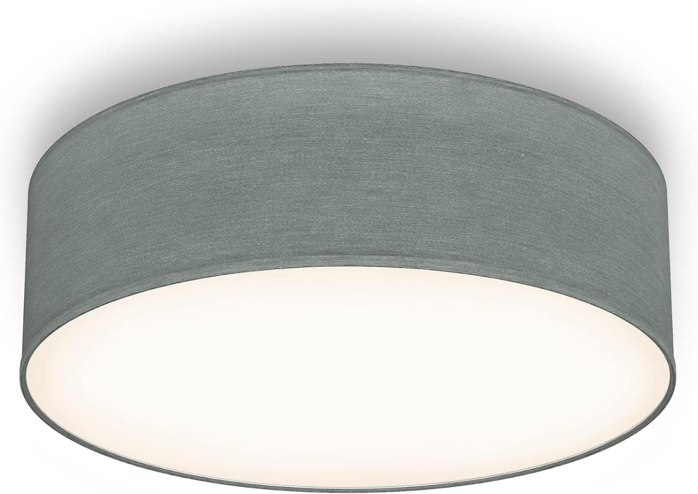 B.K.Licht Deckenleuchte Stoff-Deckenlampe 30cm 1-fammig E27 Wohnzimmer LED / Halogen - BKL1215, ohne Leuchtmittel, Abhängig vom Leuchtmittel - Warmweiß / Neutralweiß / Kaltweiß, graue Stoffdeckenleuchte mit Textilschirm Schafzimmer Küche WC Bad Bild 1