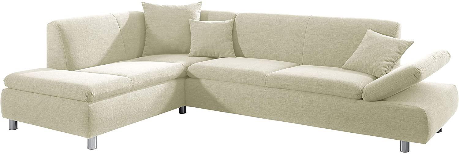 Prag Ecksofa Strukturgewebe Creme Metallfüße verchromt Bild 1