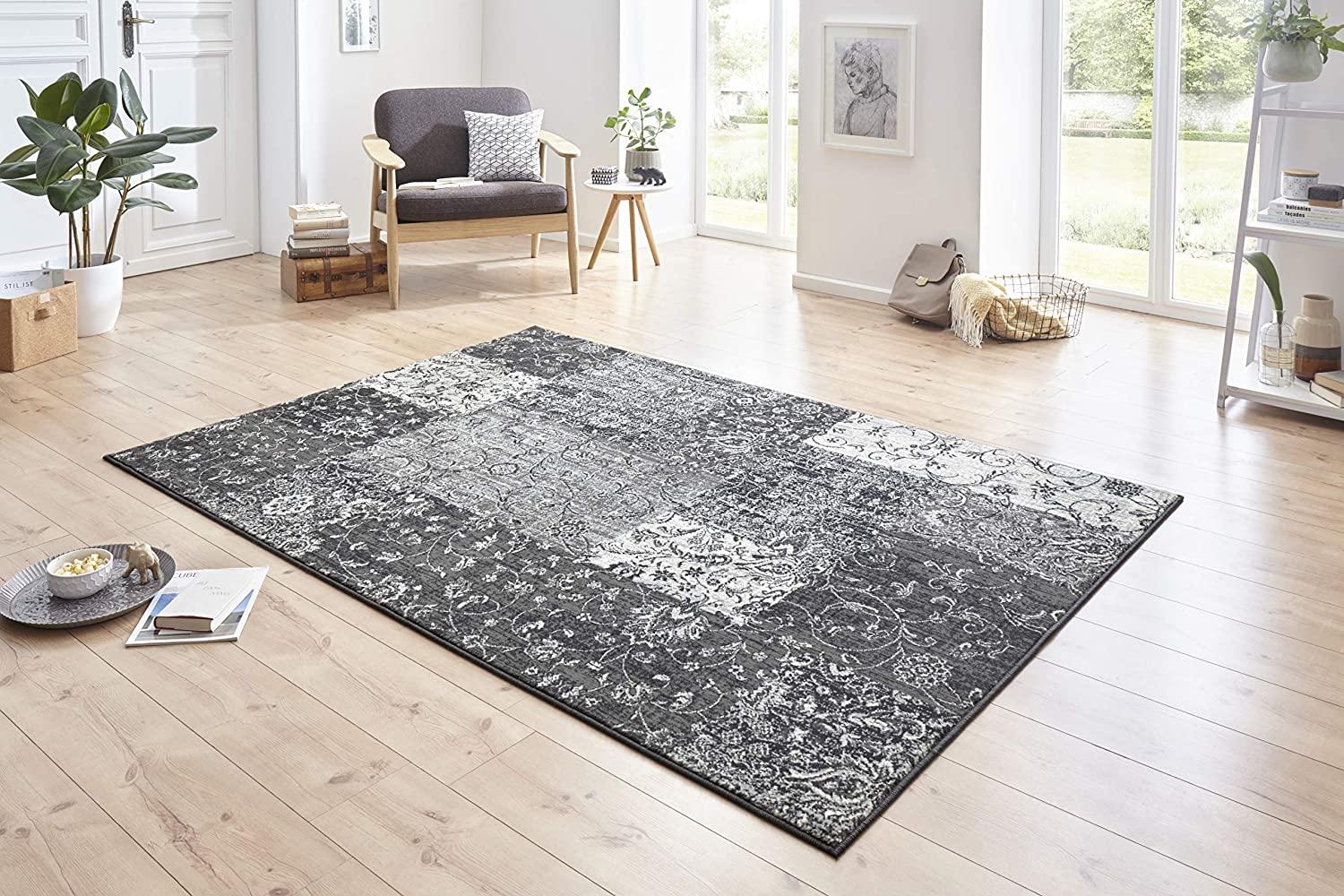 Kurzflor Teppich Kirie Grau Creme 160x230 cm Bild 1