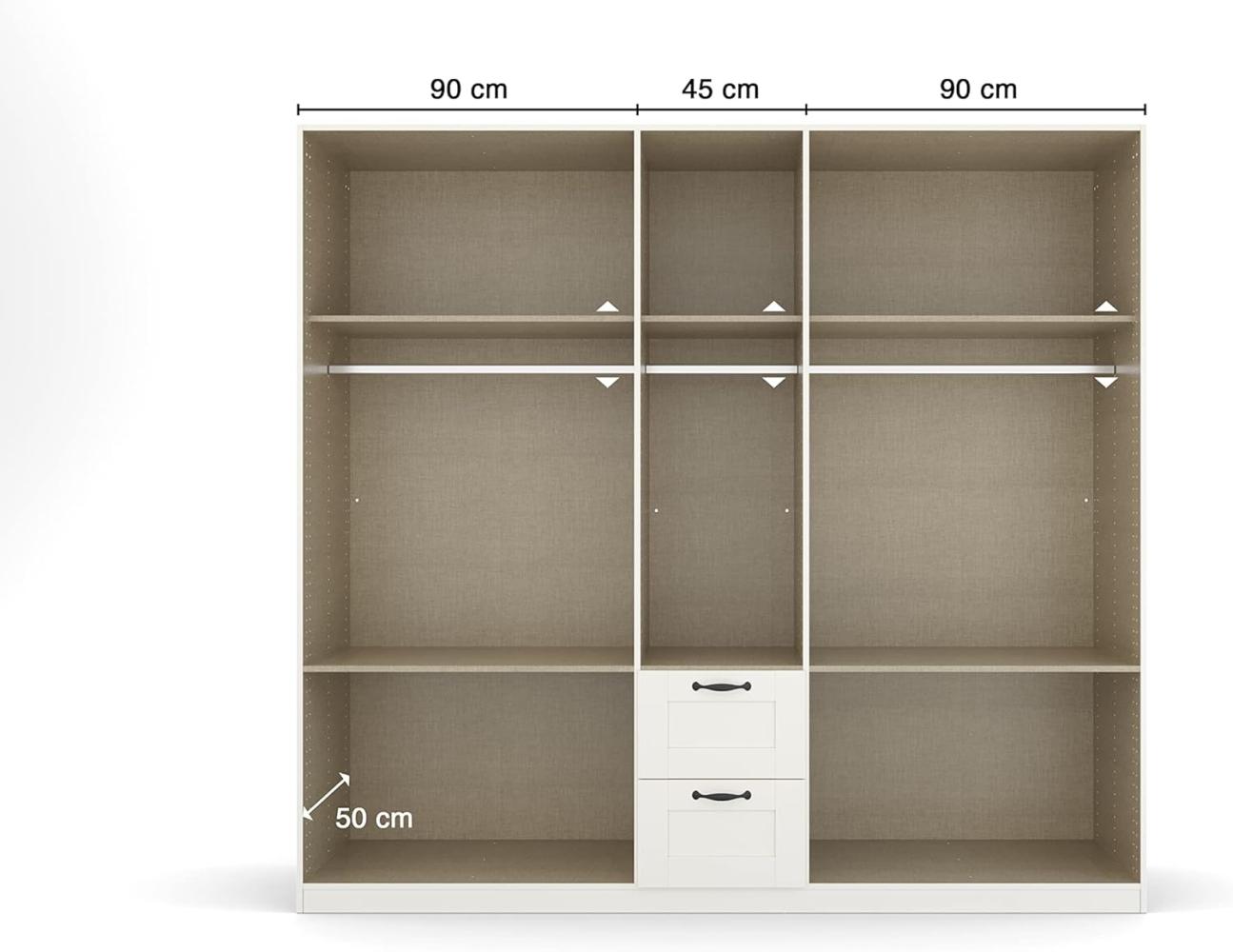 Rauch Möbel Cottage by Quadra Spin Schrank Drehtürenschrank, Weiß, 5-trg. mit Spiegel, inkl. 3 Kleiderstangen, 5 Einlegeböden, 2 Schubkästen, BxHxT 226x210x54 cm Bild 1