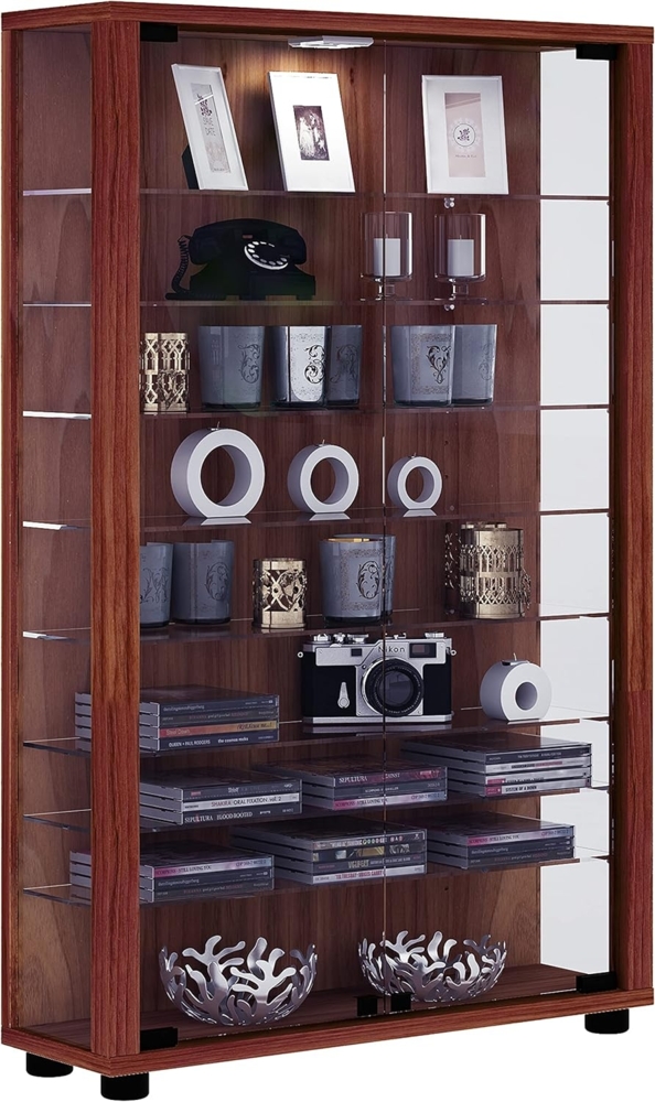 VCM Standvitrine Lumo 906132 Kern-Nussbaum H. 90 x B. 59 x T. 18 cm Bild 1