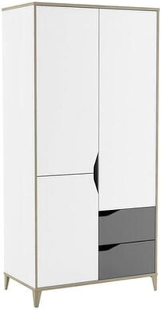 Kleiderschrank >Genius< in matt weiss/hell grau - 89x185x50 (BxHxT) Bild 1
