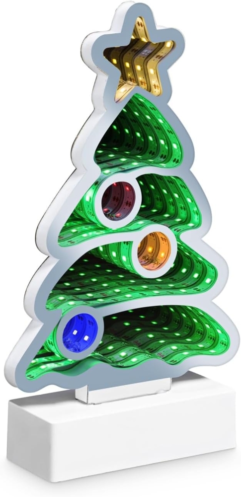 Idena 30549 - LED Infinity Mirror Weihnachtsbaum, ca. 27 x 8 x 40 cm, Deko Lampe mit 156 SMD-LEDs und 3D Effekt, Weihnachtsdeko für Innen, mit Netzteil und 3 m Zuleitung Bild 1
