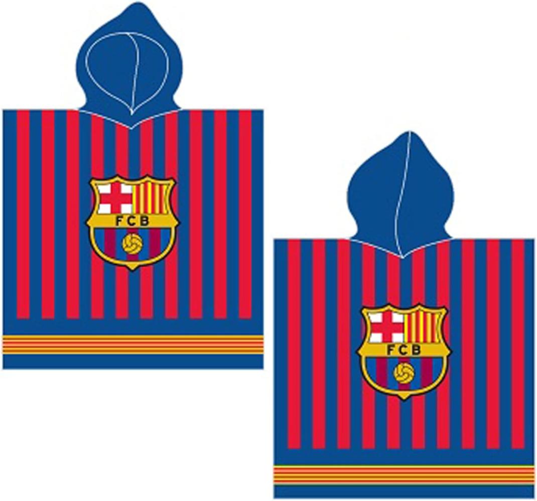 BERONAGE Kapuzenhandtuch FC Barcelona Kinder Kapuzen Fußball Bade-Poncho 60x120 cm, 100% Baumwolle, Frottee in Velours-Qualität Bild 1