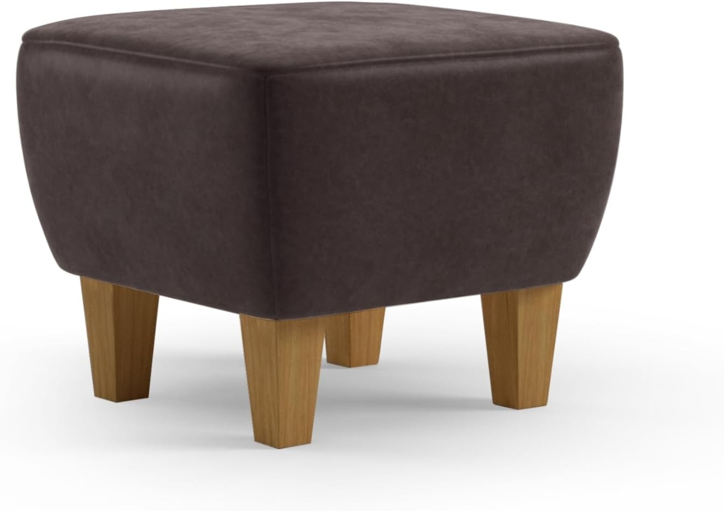 Cavadore Hocker Vida / Polsterhocker mit massiven Holzfüßen in Eiche / 52 x 46 x 52 / Mikrofaser, Braun Bild 1
