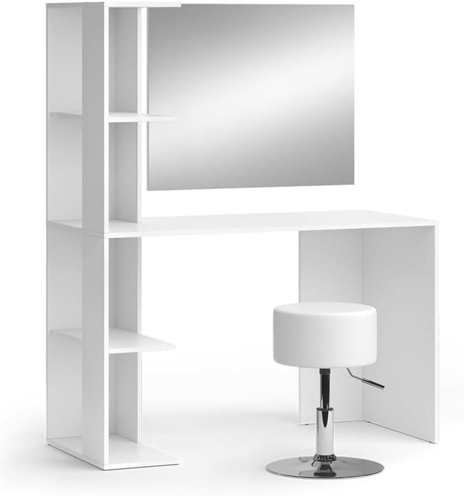 Vicco Schminktisch Tower Weiß 122 x 55 cm mit Spiegel und Hocker Bild 1