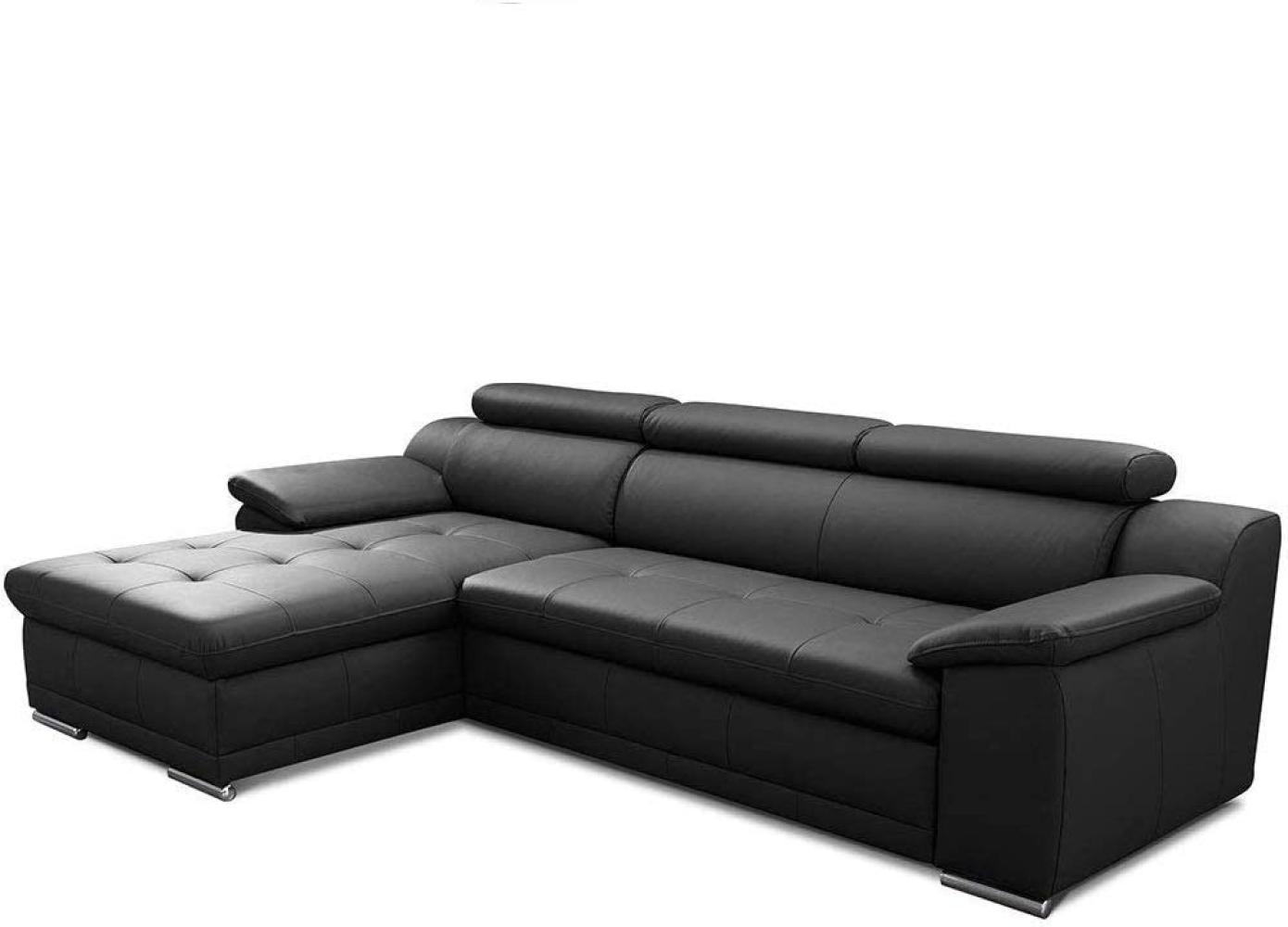 CAVADORE Schlafsofa Aniamo / Ledersofa in L-Form mit Bettfunktion, verstellbaren Kopfstützen und XL-Longchair / 270 x 80 x 165 / Echtleder, Schwarz Bild 1