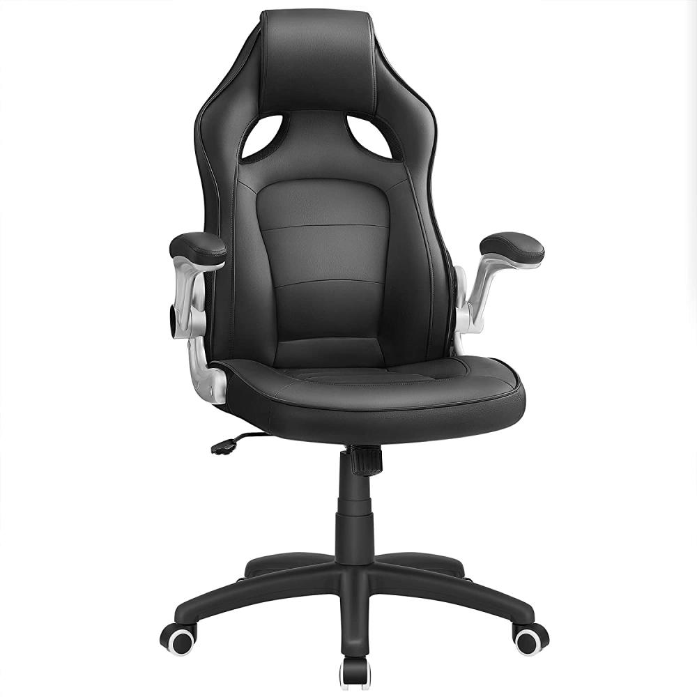 Songmics Racing Stuhl Bürostuhl Gaming Stuhl Chefsessel Drehstuhl PU, schwarz, OBG62B Bild 1