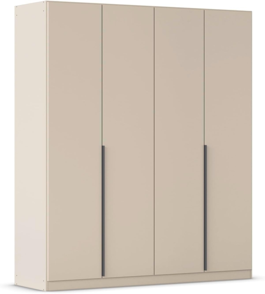 Rauch Möbel Alabama, Kleiderschrank, Garderobenschrank, 4-türig, Zubehör Premium, 2 Kleiderstangen, 5 Einlegeböden, Schubladeneinsatz, Farbe Beige, Griff Grau metallic, 181 x 210 x 54 cm Bild 1