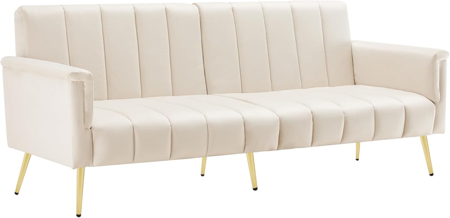 SeedWave Schlafsofa 3-Sitzer Sofa mit Schlaffunktion, Samt-Klappsofa,kleines Schlafsofa, fünffach winkelverstellbare Rückenlehne und Armlehne Bild 1