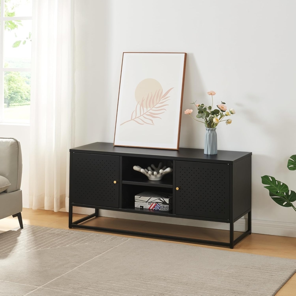 TV Schrank Janakkala Stahl 120x40x55 cm Schwarz [en. casa] Bild 1