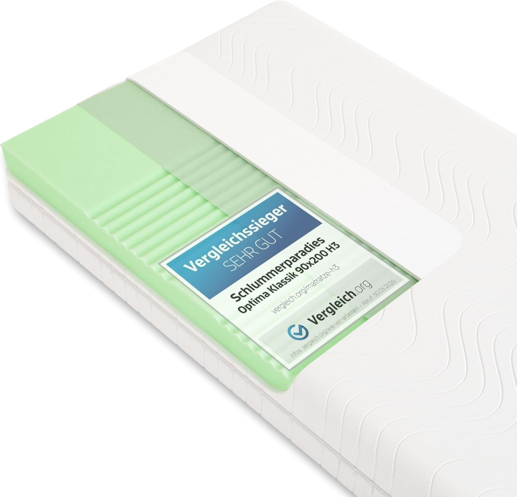 Schlummerparadies® hochwertige Matratze 7-Zonen HR-Kaltschaummatratze - Made in Germany - ca. 19cm Gesamthöhe, RG40, geprüfter Kern + Bezug - Optima Klassik (140x200 cm, H2) Bild 1