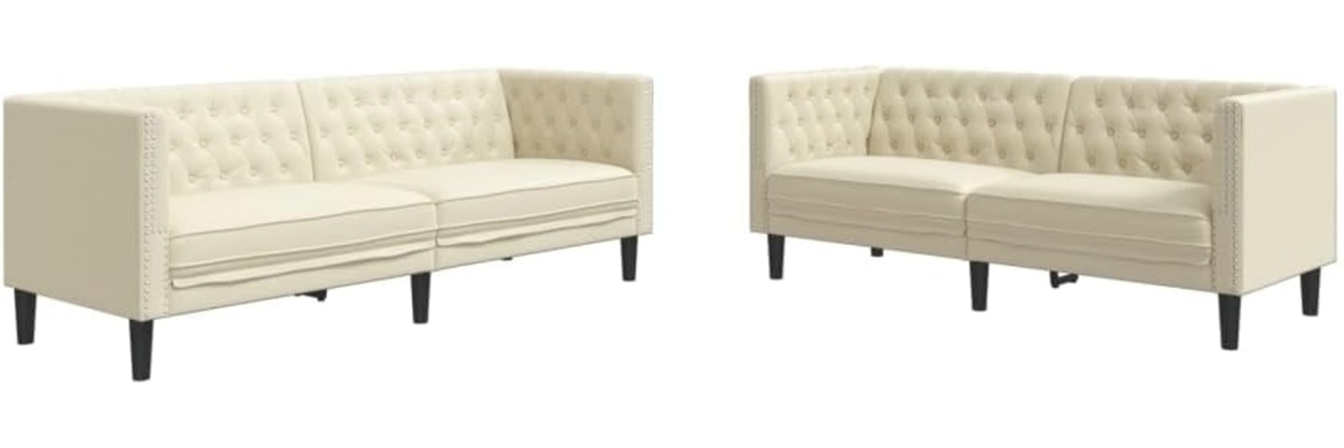 vidaXL Sofa 2-tlg. Chesterfield-Sofa-Set Creme Kunstleder Bild 1