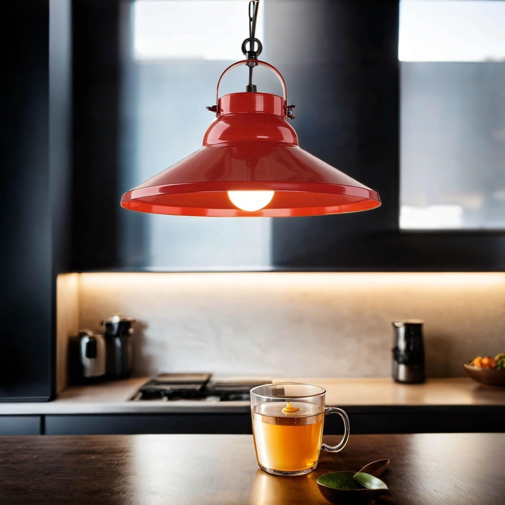 Licht-Erlebnisse Pendelleuchte IRON, ohne Leuchtmittel, Hängelampe Rot Metall dekorativ Industrie Esszimmer Küche Hängeleuchte Bild 1
