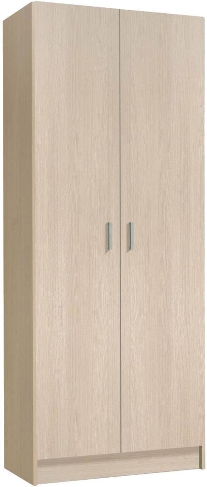 Dmora - Mehrzweck-Schrank Charleston, Besenschrank mit 2 Türen, Schuhregal mit Regalen, Besenkammer, cm 73x37h180, Eiche Bild 1