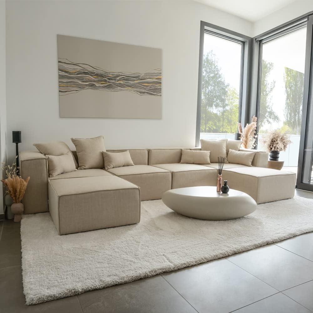 Home Deluxe - Modulares Sofa Hocker Verona - XXL Beige - 415 x 68 x 207 cm I Modulare Wohnlandschaft Modulsofa Bild 1