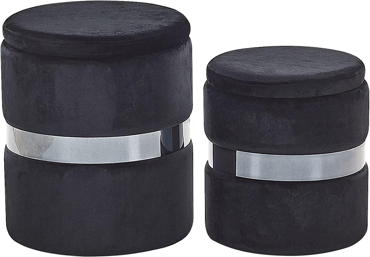 Pouf Samtstoff mit Stauraum schwarz 2er Set DORIS Bild 1