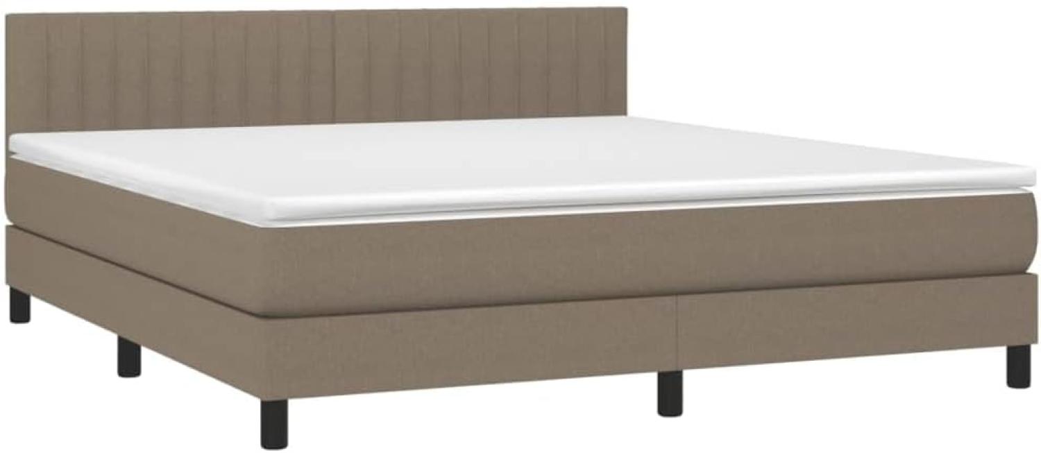 vidaXL Boxspringbett mit Matratze & LED Taupe 180x200 cm Stoff 3133337 Bild 1