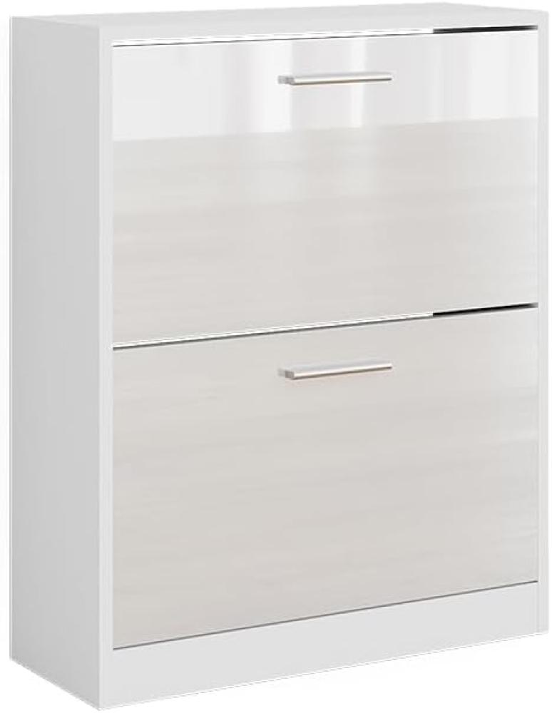 Vicco Schuhschrank Gizmo Weiß Hochglanz 59 x 73 cm 2 Fächer Bild 1