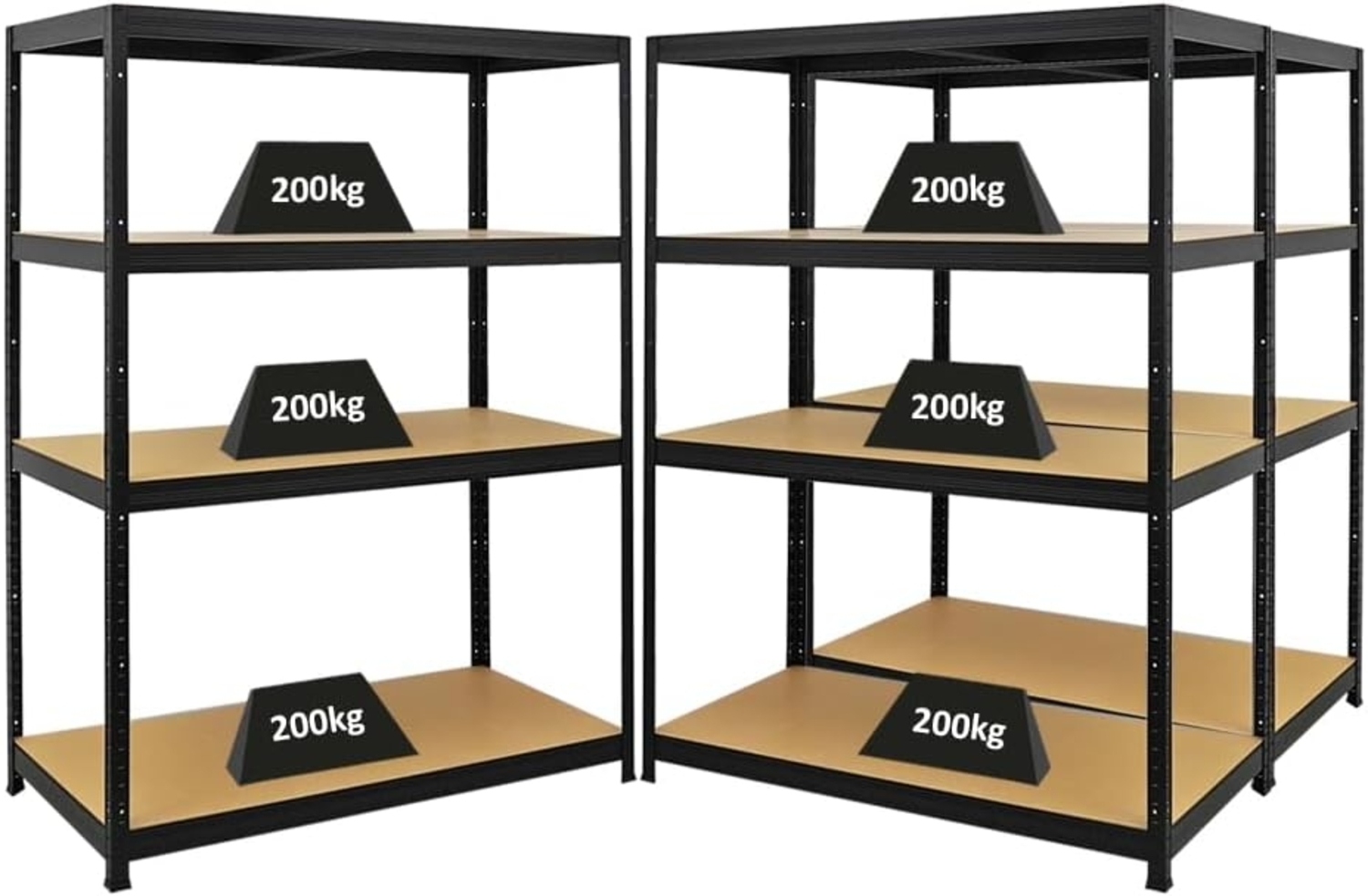 PROREGAL Mega Deal | 3X Schwerlastregal Big Elephant | HxBxT 160 x 120 x 60 cm | Fachlast 200kg | Schwarz | Kellerregal, Steckregal, Garagenregal, Lagerregal Bild 1