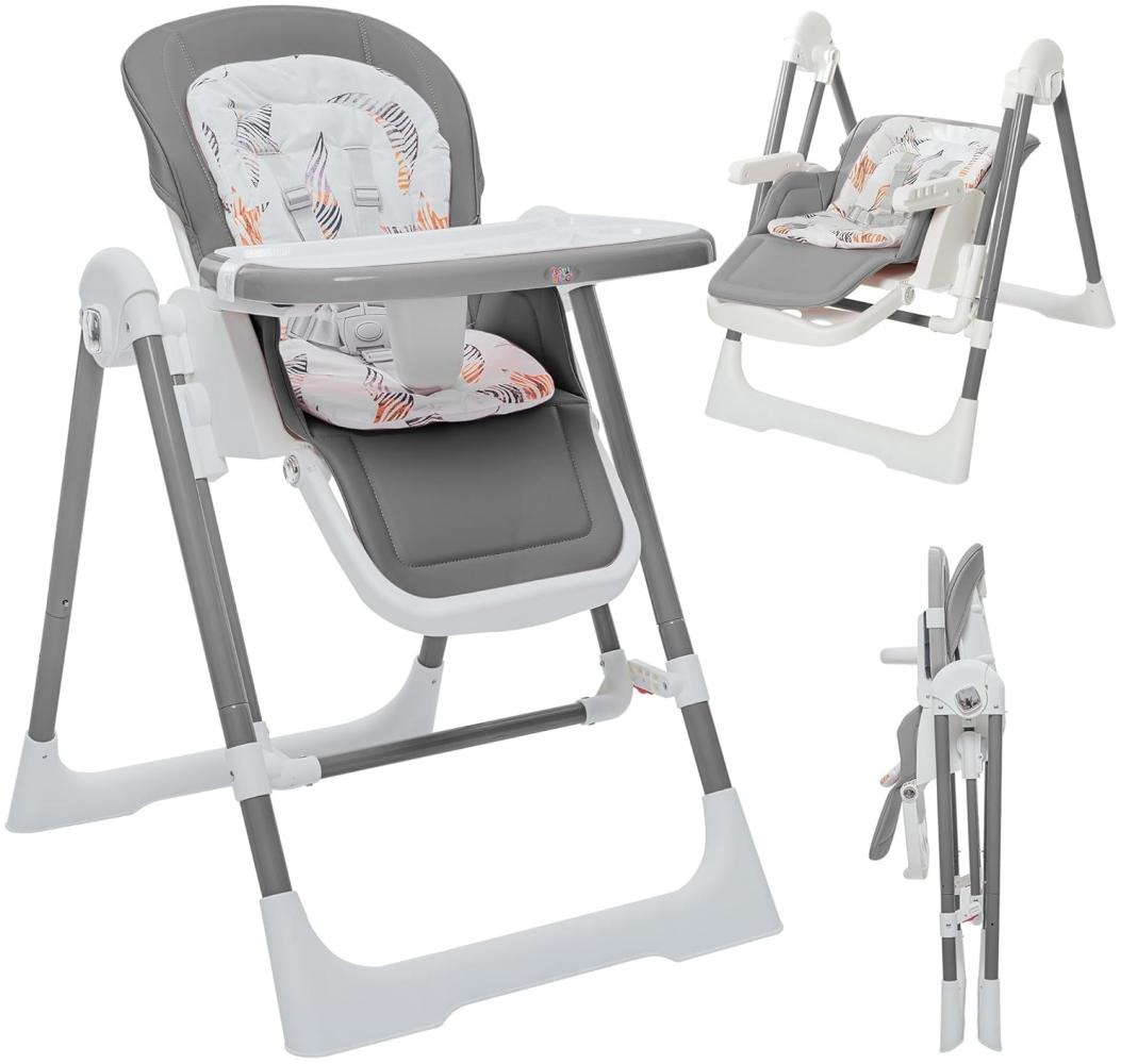 Baby Vivo Hochstuhl Kinderhochstuhl 3in1 / Babywippe für Kinder - Lulu in Grau Bild 1