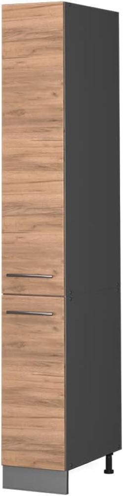 Vicco Küchenschrank Küchenmöbel Küchenzeile Fame-Line modern Küche Einbauküche Blende Unterschrank Hochschrank Hängeschrank (Anthrazit-Goldkraft, Apothekerhochschrank 30 cm) Bild 1