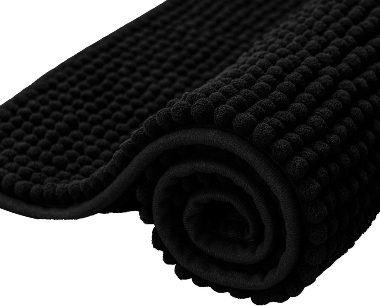 subrtex Badematte rutschfest Badezimmerteppich aus Chenille Saugfähig Badteppich weich Wasserabsorbierende Badvorleger für Badezimmer,Maschinenwaschbar(50 x 80 cm, schwarz) Bild 1