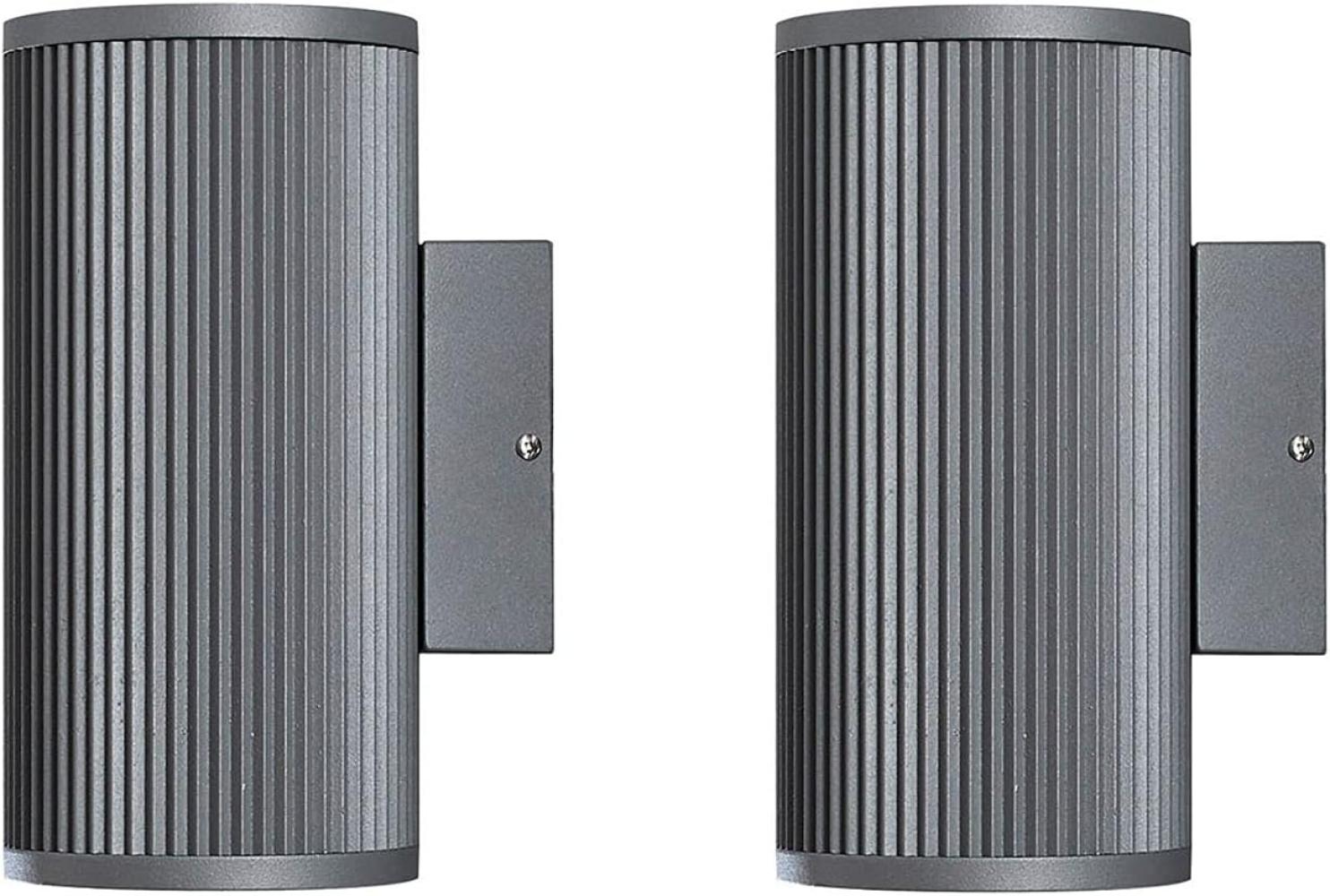 2er SET Außenwandlampen Up & Downlight Aluminium Grau, H 20,5cm Bild 1