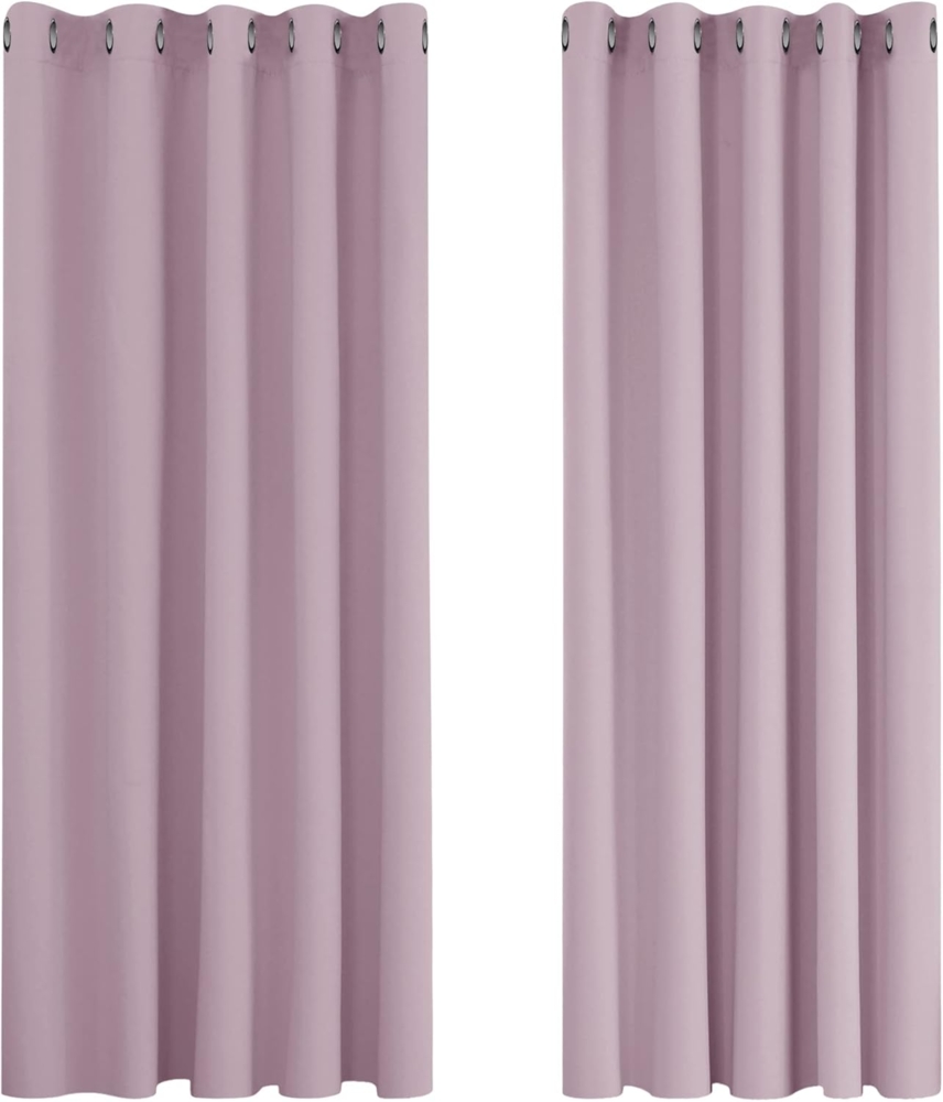 Deconovo Kälteschutzvorhang Blickdicht Verdunkelungsvorhang Kälteschutz Gardinen Kinderzimmer, 183x168 cm(HöhexBreite), Hellpink, 2er Set Bild 1