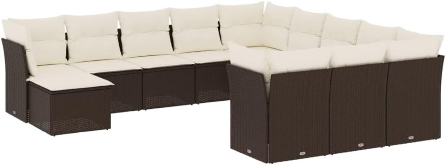 vidaXL 12-tlg. Garten-Sofagarnitur mit Kissen Braun Poly Rattan 3218633 Bild 1