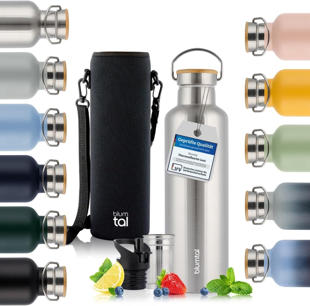 Blumtal Thermoflasche Thermosflasche 1L - doppelwandige Flasche Edelstahl 1L - BPA frei Bild 1
