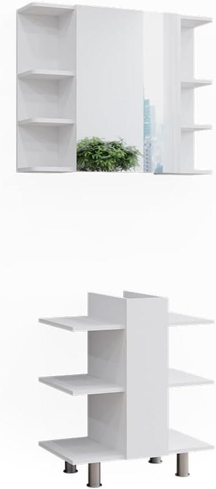 Vicco Badmöbel-Set Fynn Weiß 2 Teile Waschbeckenunterschrank und Badspiegelschrank Bild 1