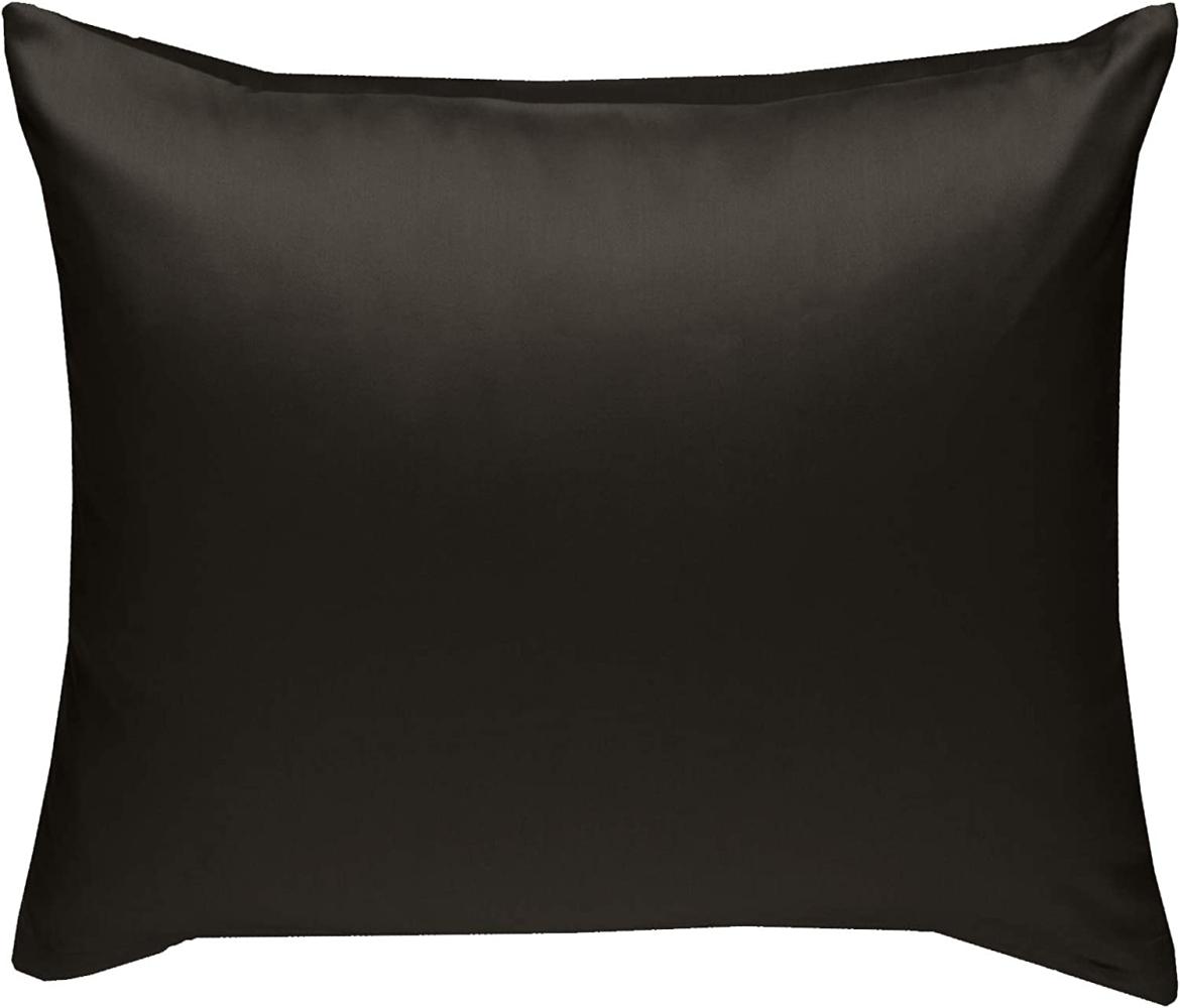 Bettwaesche-mit-Stil Mako-Satin / Baumwollsatin Bettwäsche uni / einfarbig Espresso Braun Kissenbezug 50x50 cm Bild 1