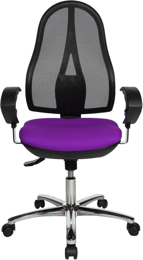 Topstar Open Point SY Deluxe, ergonomischer Syncro-Bandscheiben-Drehstuhl, Bürostuhl, Schreibtischstuhl, inkl. Armlehnen (höhenverstellbar), Stoff, lila Bild 1