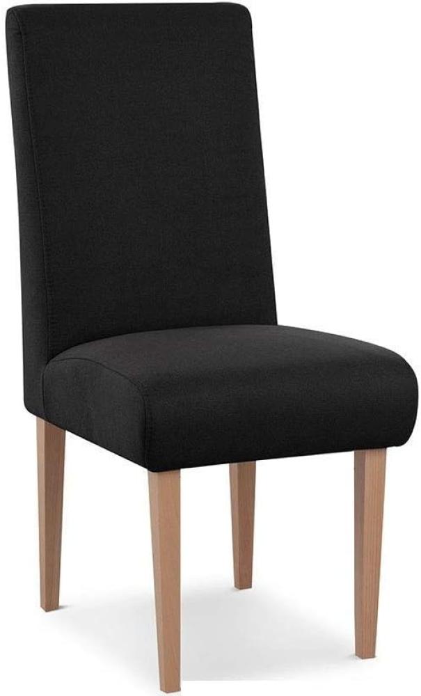 CAVADORE Esszimmerstuhl Kira / Polsterstuhl für Küche, Esszimmer oder Wohnküche / Passend zur Küchengarnitur Kira / Leichte Fleckenentfernung dank Soft Clean / 48 x 103 x 62 / Flachgewebe: Schwarz Bild 1