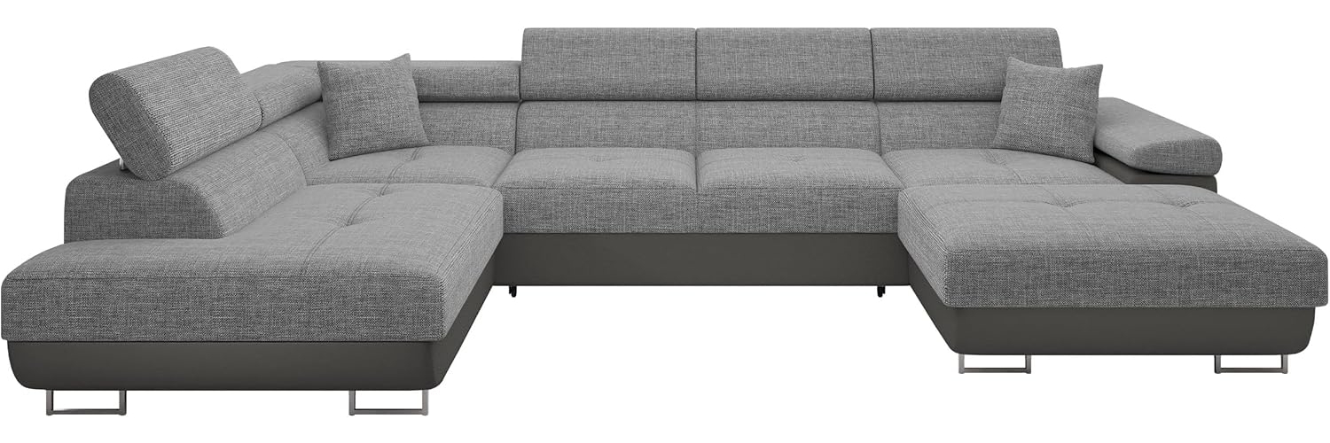 Ecksofa Torezio Bis mit Bettkasten, Schlaffunktion und Einstellbare Kopfstützen (Farbe: Soft 029 + Lux 05, Seite: Links) Bild 1