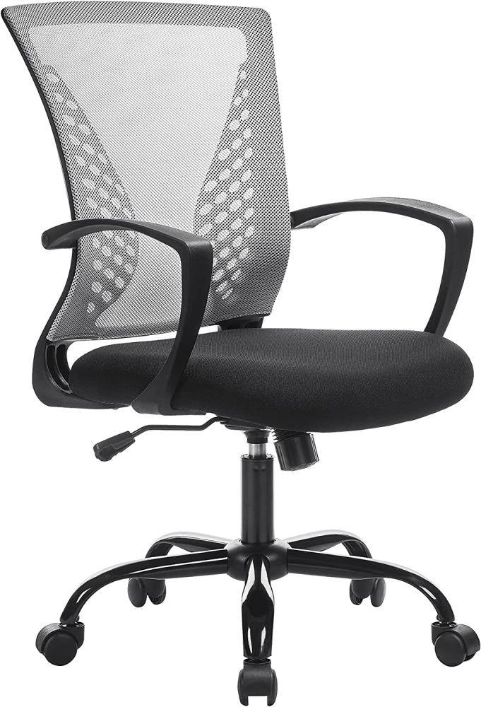 Songmics Netzstuhl, Bürostuhl, drehbar, höhenverstellbar, Neigungsfunktion,für Arbeitszimmer, Büro, Belastung 120 kg, Grau OBN022G01 58 x 60,5 x (96-104) cm Bild 1