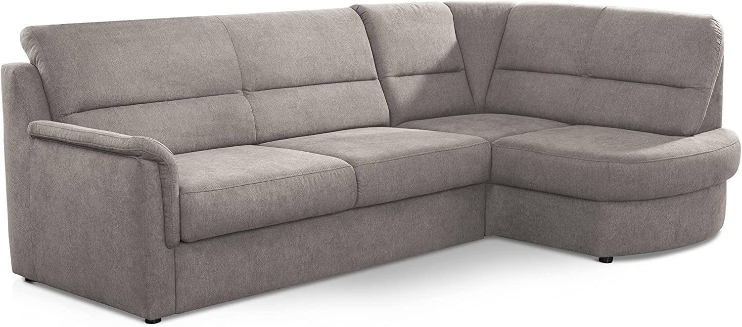 Cavadore Ecksofa Paris mit Federkern / Kleines L-Sofa mit Vorziehsitz, Bettkasten und Ottomane / 243 x 87 x 155 / Hellgrau Bild 1