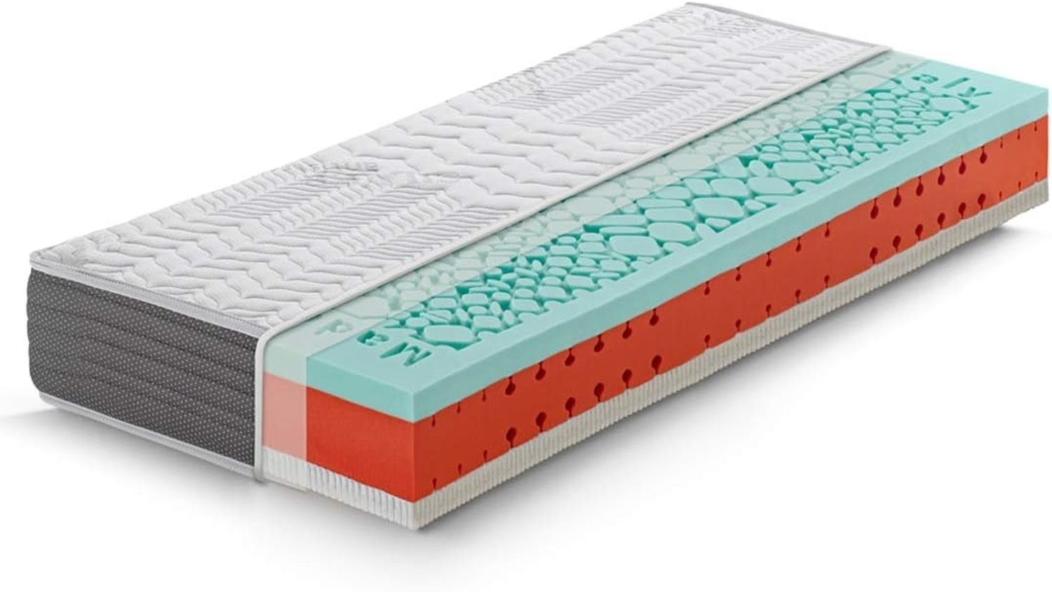 Marcapiuma Einzelmatratze Latex Gel CELEBRATION 80x200 h 23 cm Orthopädische 2in1 Härtegrad H3 Fest 9 Zonen Viscomatratze Abziehbar Bezug Silber und Kohlefaser gegen Milbe Atmungsaktiv Made in Italy Bild 1