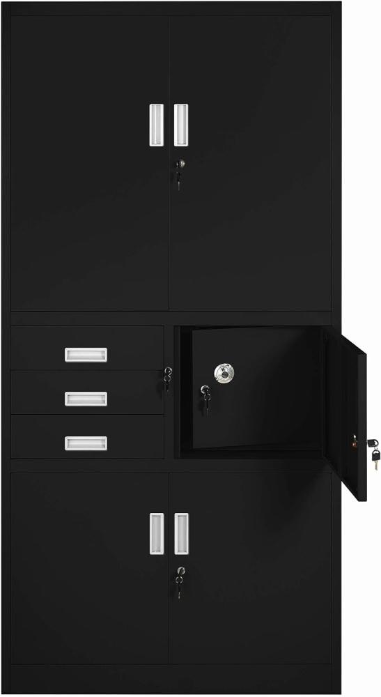 Aktenschrank Büroschrank Stahlschrank schwarz 185x90x40 Bild 1