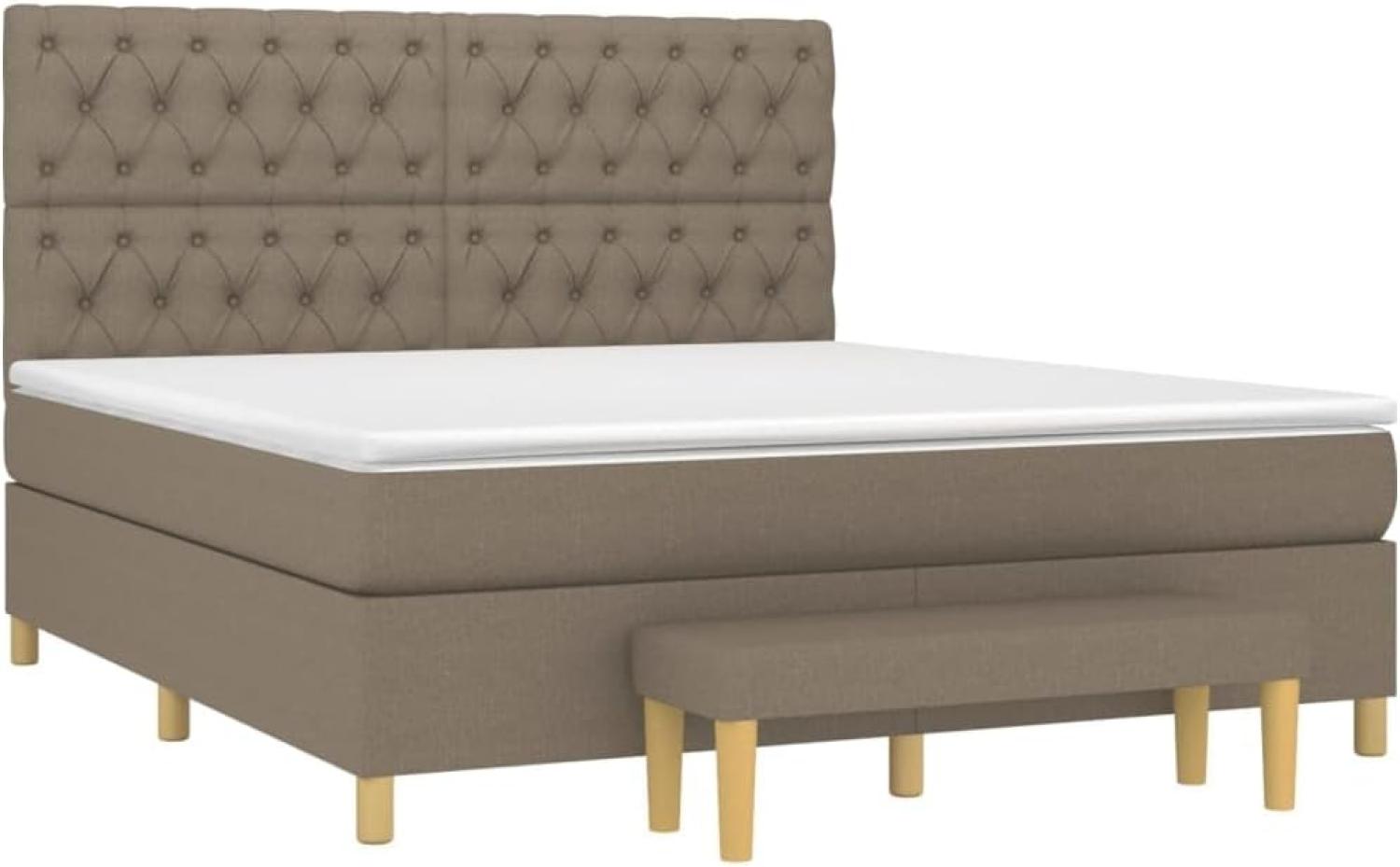 vidaXL Boxspringbett mit Matratze Taupe 160x200 cm Stoff 3137409 Bild 1