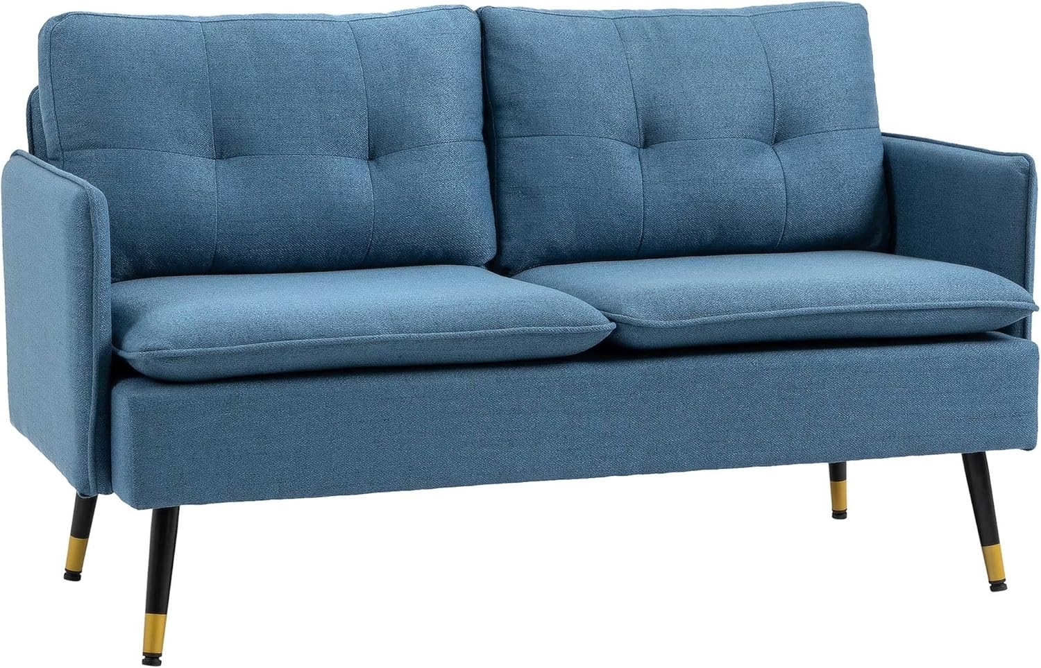 HOMCOM 2-Sitzer Couch mit Dickem Kissen, Leinenoptik, Polstersessel 1 Teile, für Wohnzimmer, Schlafzimmer, Dunkelblau Bild 1