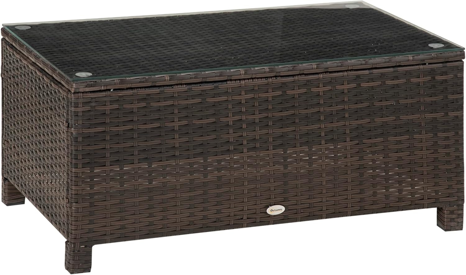 Outsunny Gartentisch Garten Beistelltisch Polyrattan (Balkontisch, 1-St, Couchtisch), Braun 85 x 50 x 39 cm Bild 1