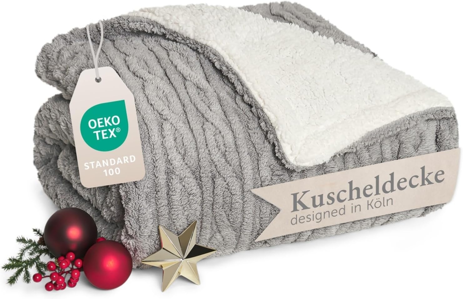 Wohndecke Oeko-TEX zertifizierte waschbare Wohn- & Kuscheldecke, Blumtal, mit weicher Sherpa-Innenseite Bild 1