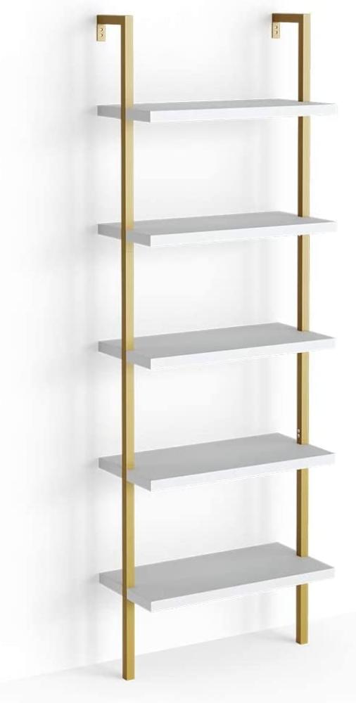 Vicco Loft Bücherregal Ava Standregal Wandregal 5 Ablagen Leiterregal Gold Bild 1