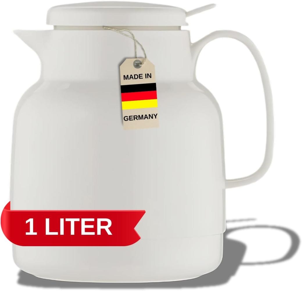 Helios Isolierkanne 1,0 l weiß m. Drucktaste 3144-001 Bild 1