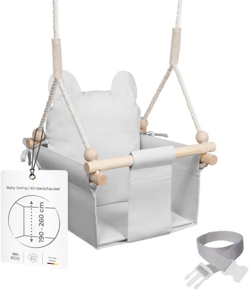 MAMOI® Babyschaukel Kinderschaukel | Babyschaukel Indoor Schaukel Indoor | Baby Schaukel Babyschaukel Holz | Schaukel Indoor Kinder | Schaukel Holz + SICHERHEITSGURT | CE | 100% ECO | Made in EU Bild 1