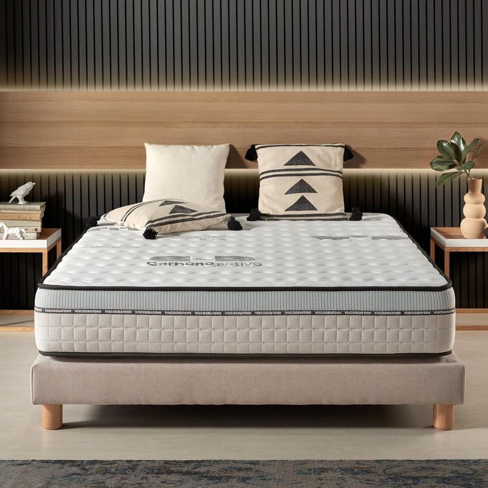 Naturalex | Visco Carbone | Matratze 140x200 cm | Memory Foam Latex Active Carbon Mehrschicht | Premium-HR Perfekte Unterstützung | Anti-Stress Technologie | 7 Zonen Extra-Komfort | Airfresh System Bild 1