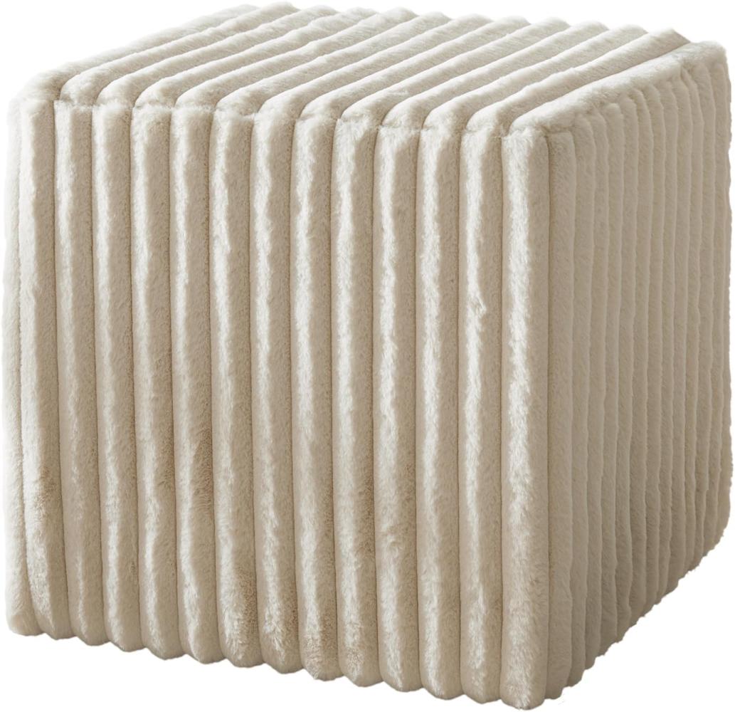 Sitzhocker Dado 45x45 cm Plüschcord Beige Bild 1