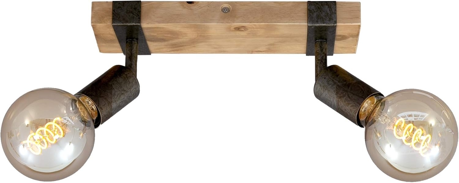 BRILONER - Deckenlampe Vintage schwenkbar, Holzbasis, E27 Fassung, max. 25 Watt, Deckenleuchte, Lampe, Wohnzimmerlampe, Schlafzimmerlampe, Küchenlampe, Deckenstrahler, 28 x 10 x 9 cm, Holz-Schwarz Bild 1